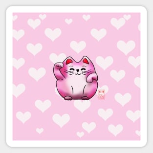 Lucky cat, pink maneki Sticker